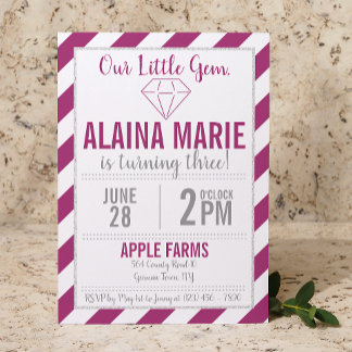 Unser kleiner Gem Lila Glitzer zum Geburtstag einl Einladung