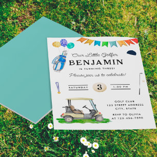 Unser kleiner Golfer Blue Kids Golf Geburtstag Flyer