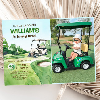 Unser kleiner Golfer Boy Golf Geburtstag Foto Einladung