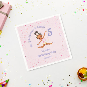 Unser kleiner Gymnast macht 5 rosa Geburtstag Serviette