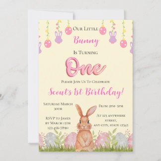Unser kleiner Hase dreht sich einen Geburtstag Einladung