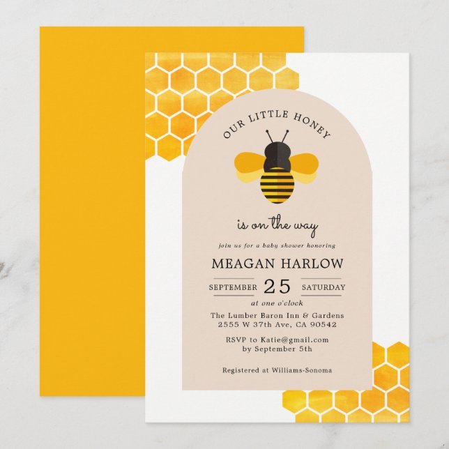 Unser kleiner Honig ist unterwegs mit einer Babydu Einladung (Vorne/Hinten)