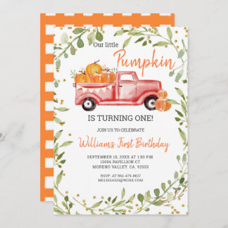 Unser kleiner Kürbis dreht sich um eins Einladung