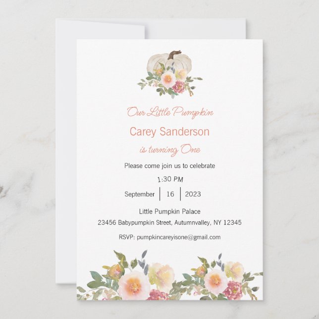 Unser kleiner Kürbis ist eine Einladung, der 1. Ge Einladung (Vorderseite)