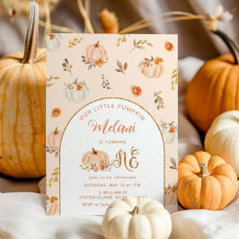Unser kleiner Kürbis Pastel 1. Geburtstag Einladung