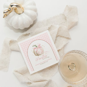 Unser kleiner Kürbis rosa Gingham personalisiert Serviette