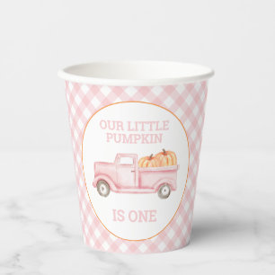 Unser kleiner Kürbis Rosa LKW 1. Geburtstag Pappbecher