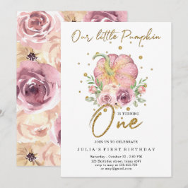 Unser kleiner Kürbis zum ersten Geburtstag Einladung