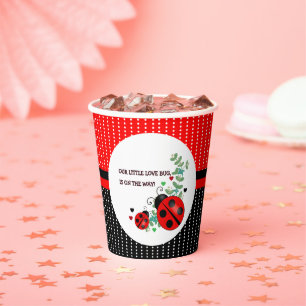 Unser kleiner Love Bug Rot-Schwarze Babyparty Pappbecher