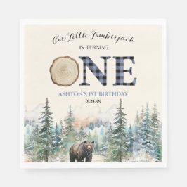 Unser kleiner Lumberjack Bär Blue 1. Geburtstag Pa Serviette