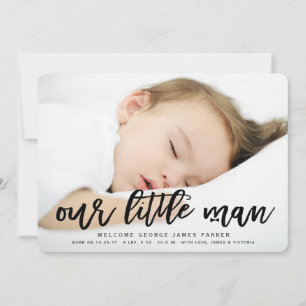 Unser kleiner Mann Baby Junge Foto Geburtsanzeige Ankündigung