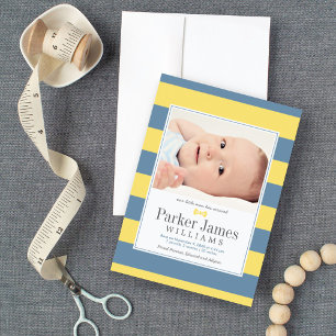 Unser kleiner Mann Yellow Blue Handsome Baby Boy B Ankündigung
