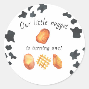 Unser kleiner Nugget wird ein Jahr alt Kindergebur Runder Aufkleber