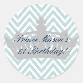 Unser kleiner Prinz macht 1 Geburtstagsaufkleber Runder Aufkleber