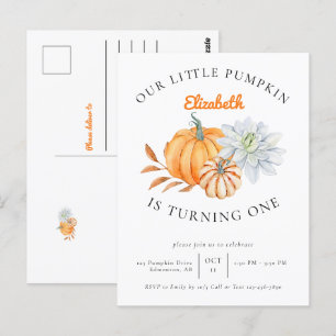 Unser kleiner Pumpkin 1. Geburtstag Floraler Herbs Postkarte