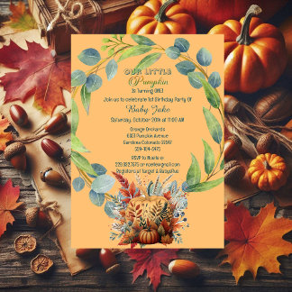 Unser kleiner Pumpkin 1. Geburtstag Herbst Wreath Einladung