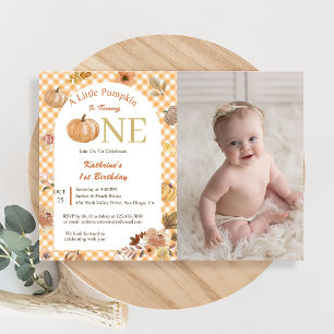Unser kleiner Pumpkin 1. Geburtstag Orange Fall Einladung