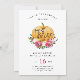 Unser kleiner Pumpkin, 3. Geburtstag Einladung