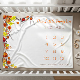 Unser kleiner Pumpkin Autumn Wreath Baby Milestone Sherpadecke
