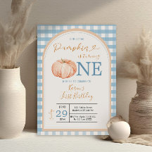 Unser kleiner Pumpkin Boho Blue Gingham 1. Geburts