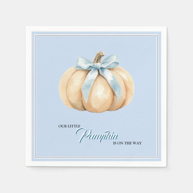 Unser kleiner Pumpkin Fall Baby Dusche Blue Baby B Serviette (Vorderseite)