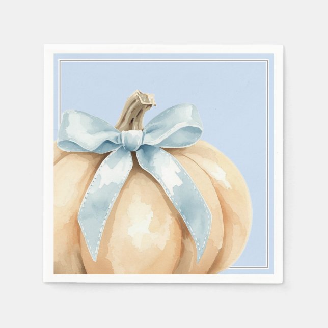 Unser kleiner Pumpkin Fall Baby Dusche Blue Baby B Serviette (Vorderseite)