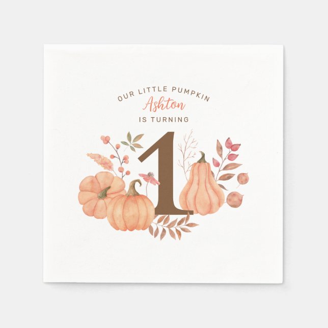Unser kleiner Pumpkin Fall erster Geburtstag Serviette (Vorderseite)