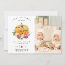Unser kleiner Pumpkin Fall Floral 2. Zehn Geburtst Einladung