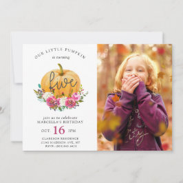 Unser kleiner Pumpkin Fall Floral 5. Geburtstag Einladung