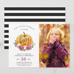 Unser kleiner Pumpkin Fall Floral 5. Geburtstag Einladung