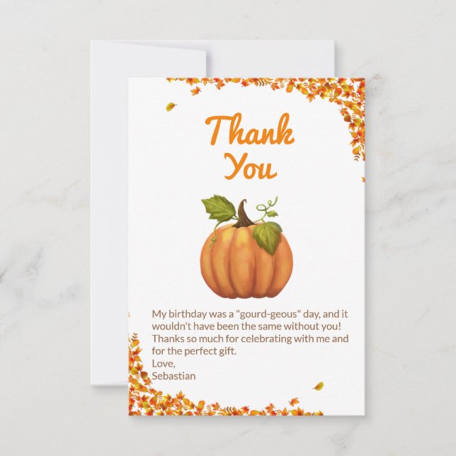Unser kleiner Pumpkin Fall Geburtstag Dankeskarte (Vorderseite)