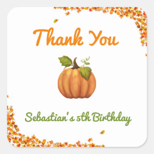 Unser kleiner Pumpkin Fall Geburtstag Quadratischer Aufkleber