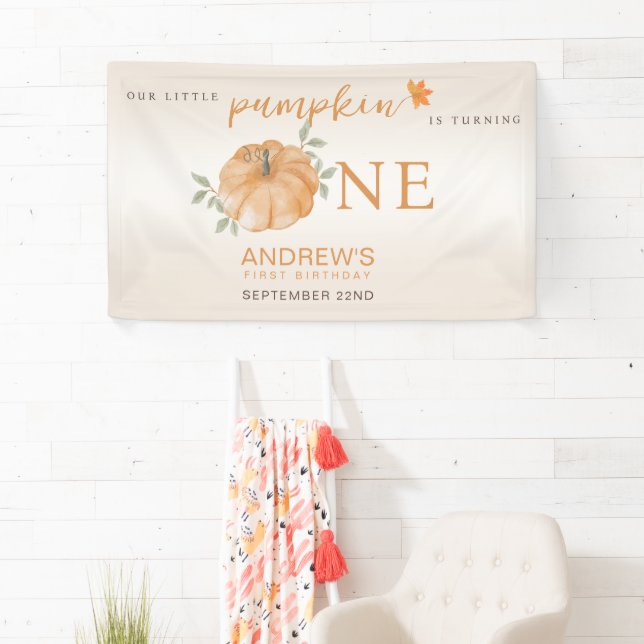 Unser kleiner Pumpkin Herbst 1. Geburtstag Banner (Insitu)