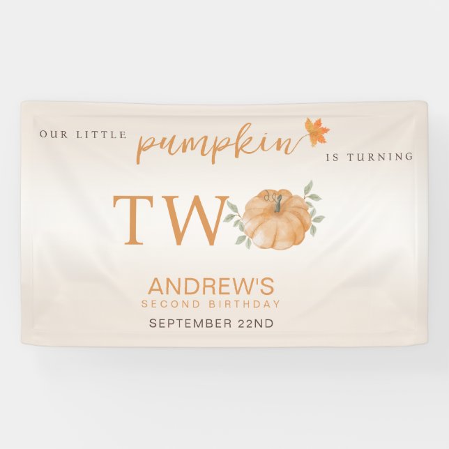 Unser kleiner Pumpkin Herbst 2. Geburtstag Banner (Horizontal)