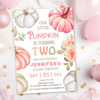 Unser kleiner Pumpkin | Pink Bold Girl 2. Geburtst Einladung