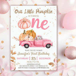 Unser kleiner Pumpkin | Pink Truck Girl 1. Geburts Einladung