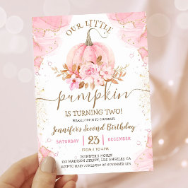 Unser kleiner Pumpkin | Rosa Gold Girl 2. Geburtst Einladung