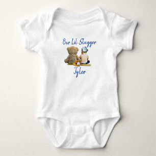 Unser kleiner Schläger personalisierter Babyjunge Baby Strampler