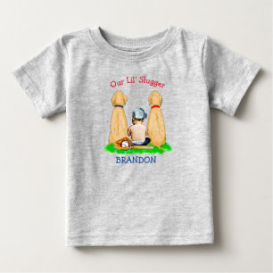 Unser kleiner Schläger personalisiertes Baseball-T Baby T-shirt
