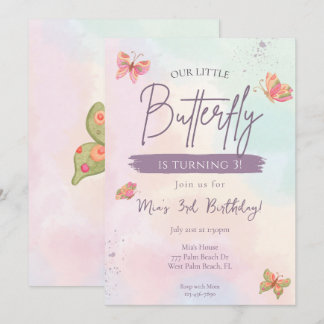 Unser kleiner Schmetterling Pastel Butterfly Gebur Einladung