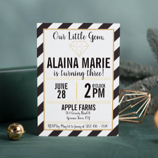 Unser kleiner Schwarz-Gold-Glitzer zum Geburtstag Einladung