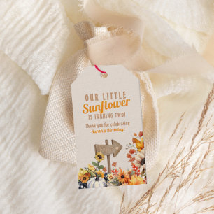 Unser kleiner Sonnenblumenbetrieb fällt zum Geburt Geschenkanhänger