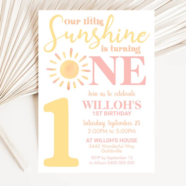 Unser kleiner Sonnenschein 1. Geburtstag Einladung (SUNSHINE 1st Birthday Invitation Editable Our little Sunshine Invitation Digital Boho Sun First)