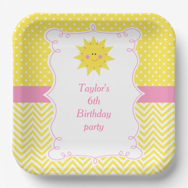 Unser kleiner Sonnenschein Geburtstag Danke Pappteller (Vorderseite)