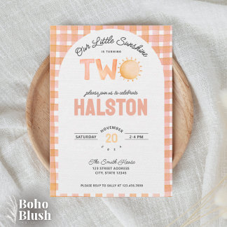 Unser kleiner Sonnenschein ist zwei | Boho Birthda Einladung