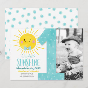 Unser kleiner Sonnenschein-Junge Blue Bow zum erst Einladung