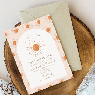 Unser kleiner Sonnenschein Retro Minimal 1. Geburt Einladung