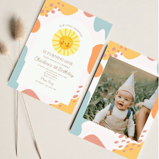 Unser kleiner Sonnenschein Retro Minimal 1. Geburt Einladung