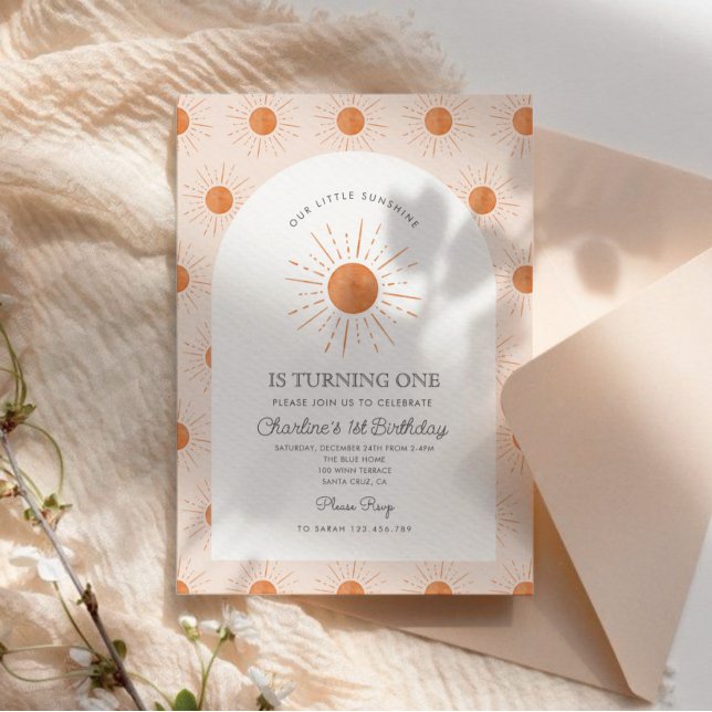 Unser kleiner Sonnenschein Retro Minimal 1. Geburt Einladung (Von Creator hochgeladen)