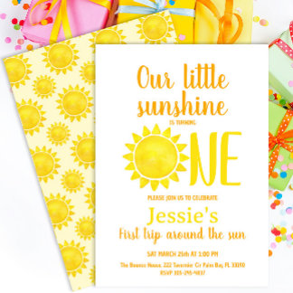 Unser kleiner Sonnenschein zum ersten Geburtstag l Einladung